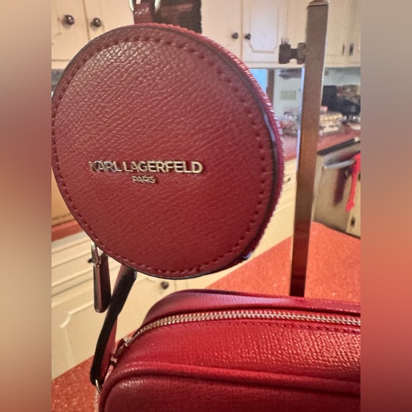 Karl Lagerfeld NWT crossbody dk red crossbody bag w/mini detachable coin pouch - Picture 6 of 8
